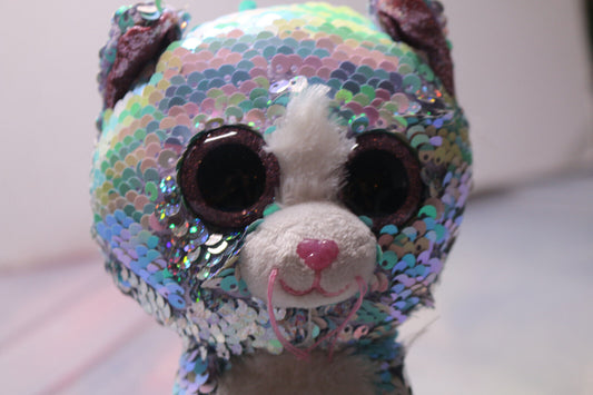 Ty Whimsy Blue Cat Flippable - Reg 6" 15Cm. Cute Cat Plush