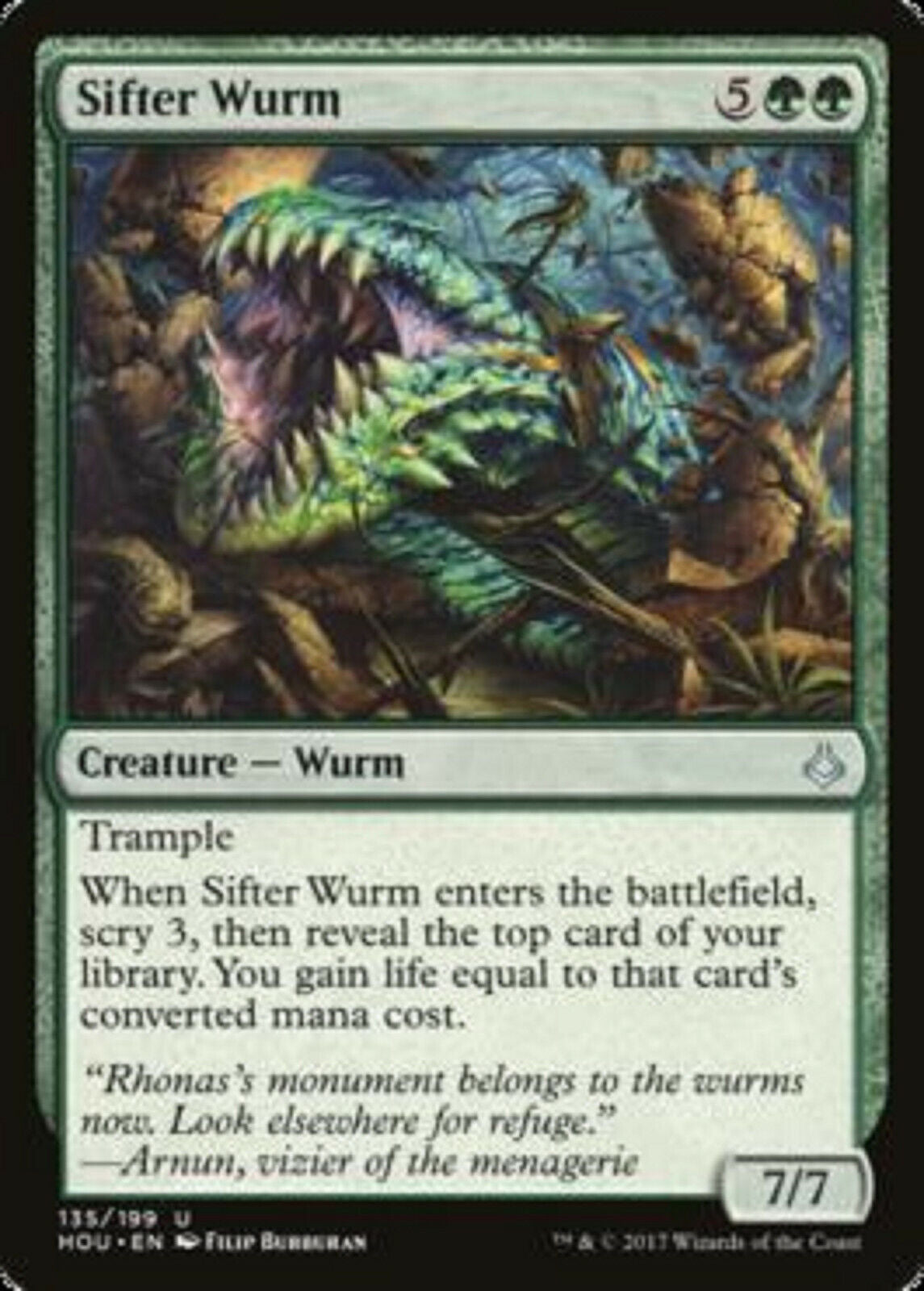 MTG 1x Sifter Wurm Foil Hour of Devastation Mtg Magic The Gathering Card