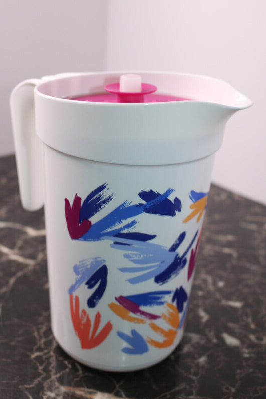 Tupperware Pitcher With Insert And Push Button Lid 2 Qt. Colored Emberglow Vtg