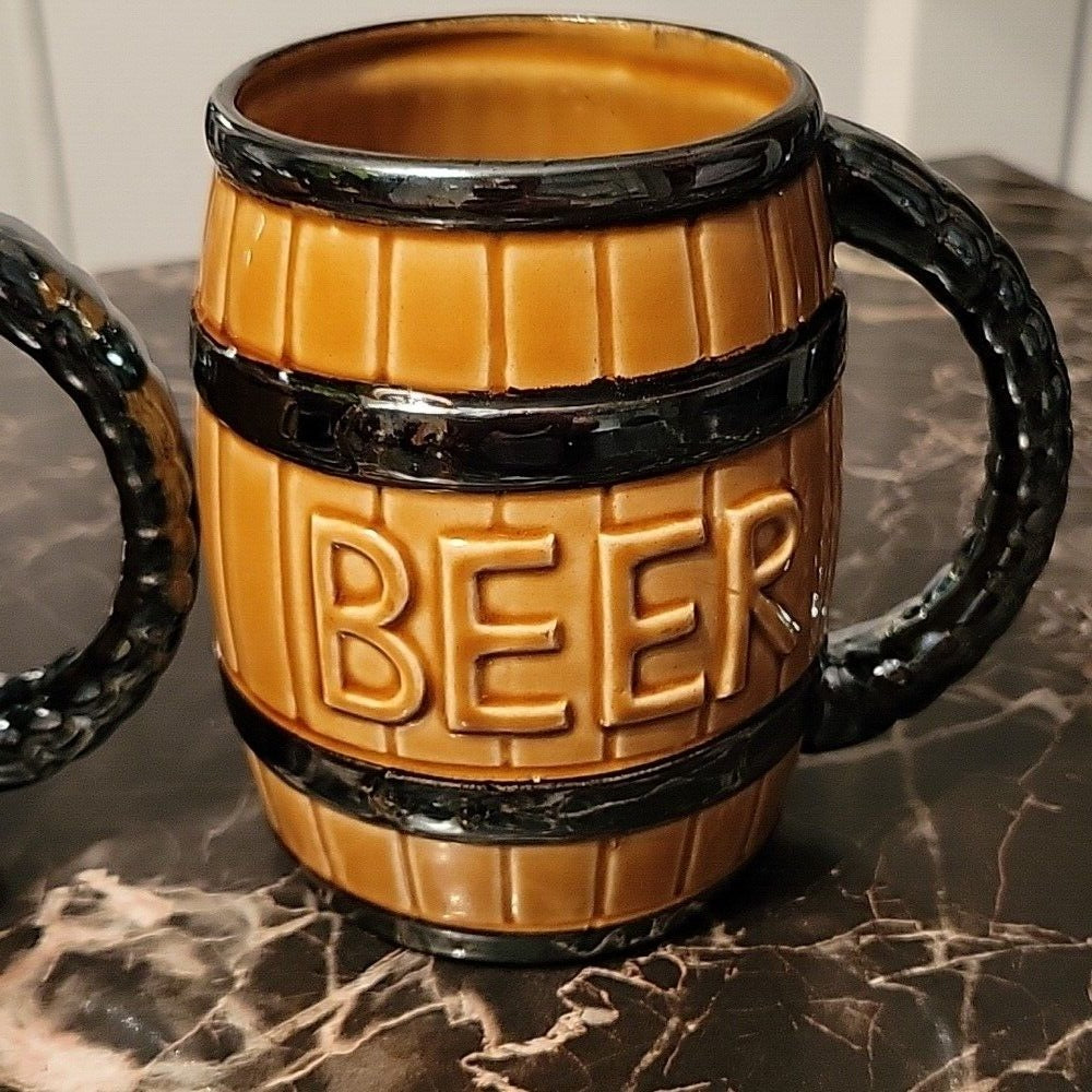 2X Mugs Vintage Wade Beer Barrel / Ale Mug / Bar Ware