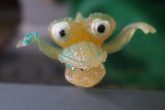 Vintage 70'S Finger Puppet Toy Jiggler Monster Yellow Figure Toy