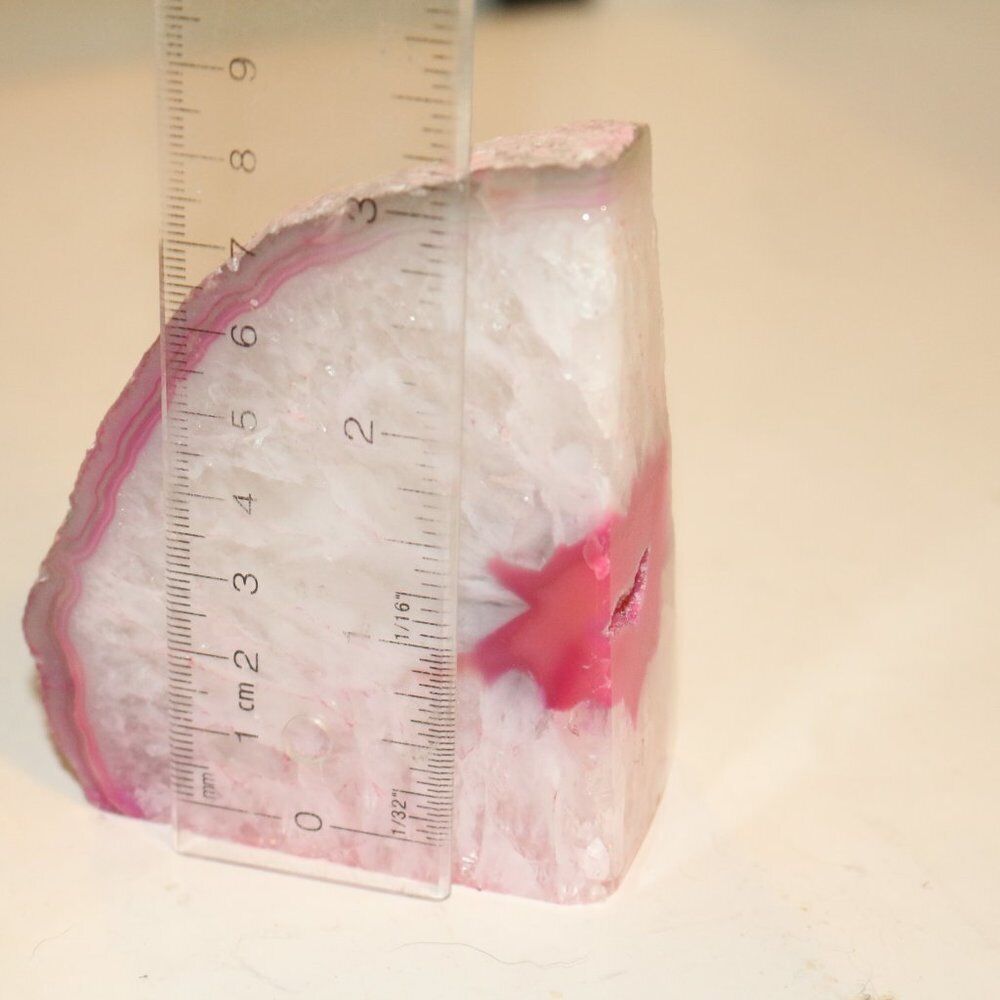 Agate Bookends Geode Dyed Pink Crystal Polished Quartz Druzy Brazil Specimen