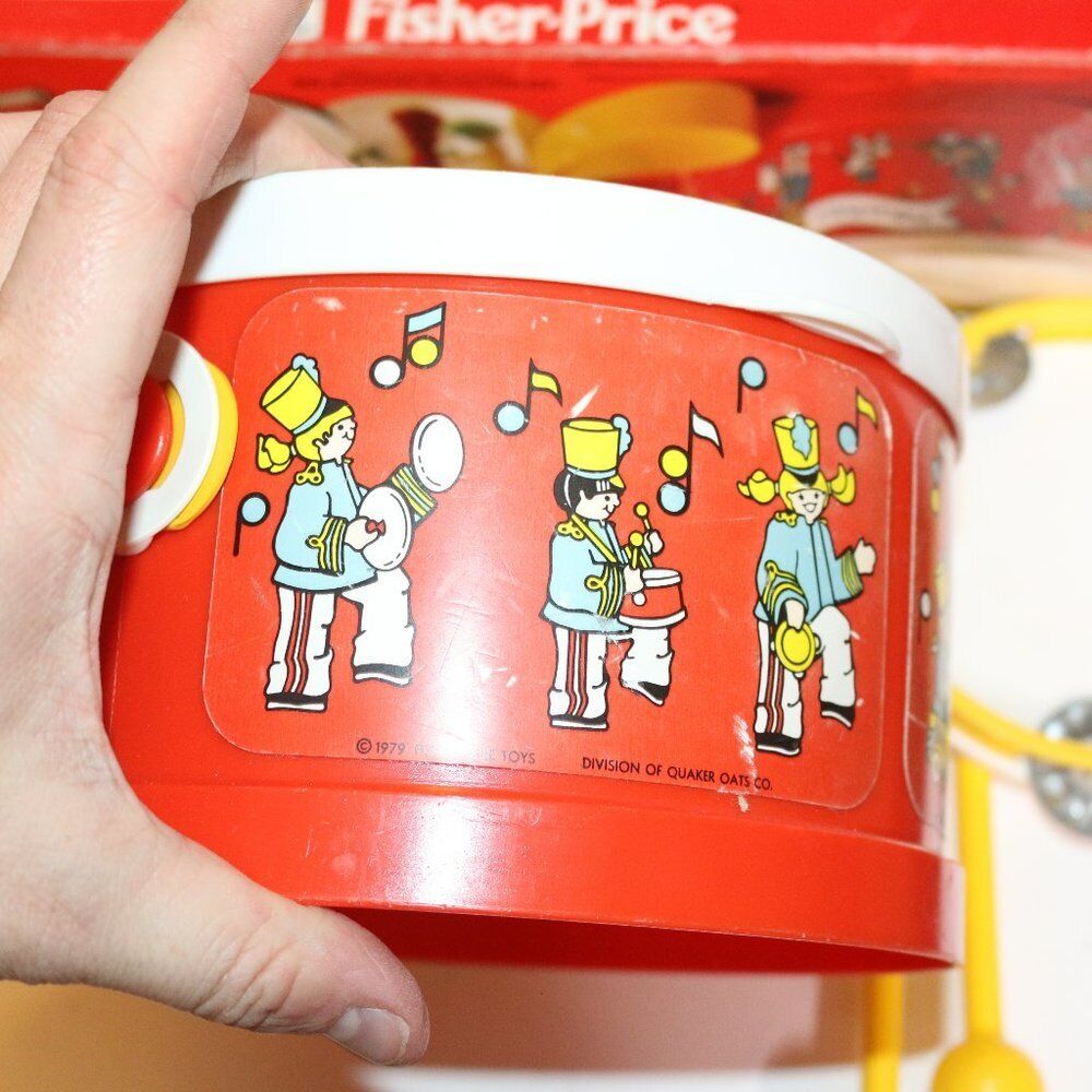 Vintage Fisher Price Marching Band Drum Set #921, 1979 Complete With Box