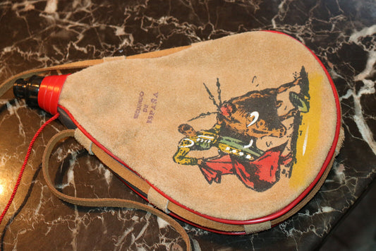 Water Recuerdo De Espana Sac Bota Vintage Leather Water/Wine Matador W/ Bull