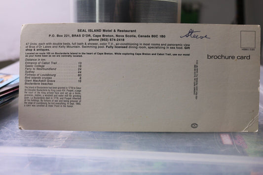 Vintage Post Card Seal Island Motel & Restaurant Bras D'Or Brochure