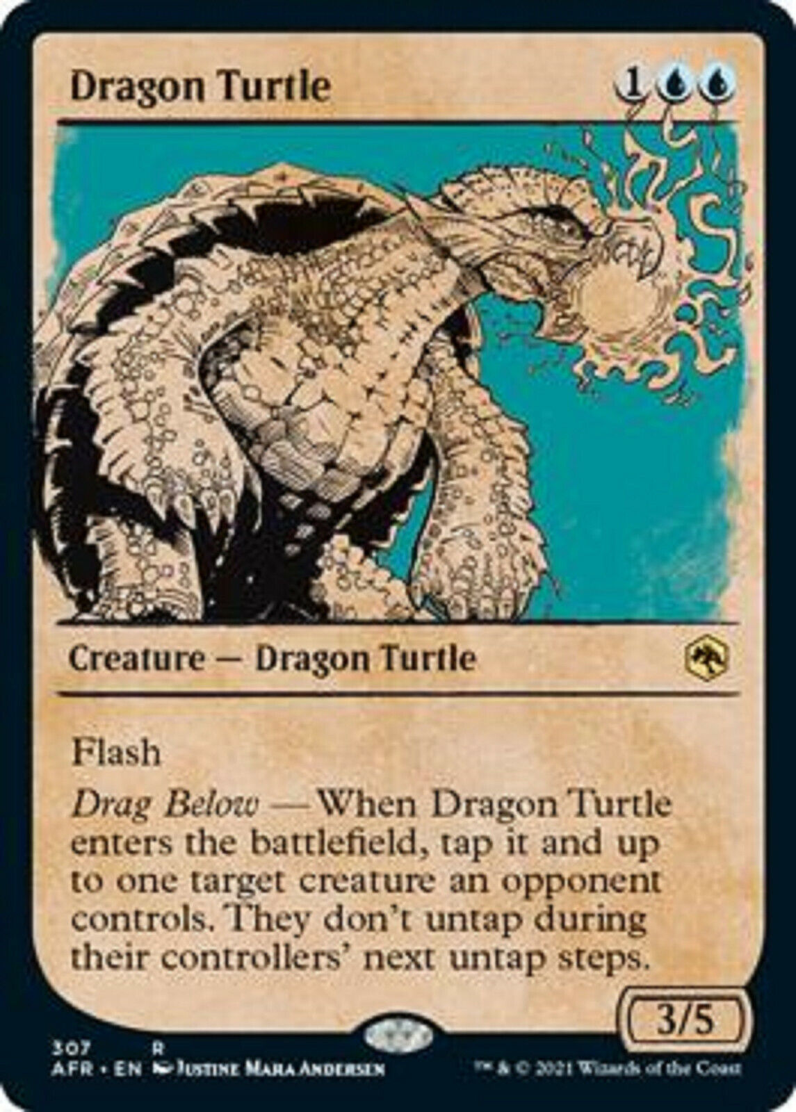 MTG Dragon Turtle Showcase MTG Magic card Adventures in the Forgotten Omniphustoys MTG Dragon Turtle Showcase MTG Magic card Adventures in the Forgotten Omniphustoys