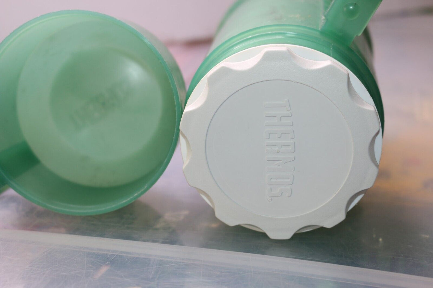 Thermos 16 Oz Food Jar 10 Oz Food Jar 70 - Vintage Green 2 Handles Cup Plastic