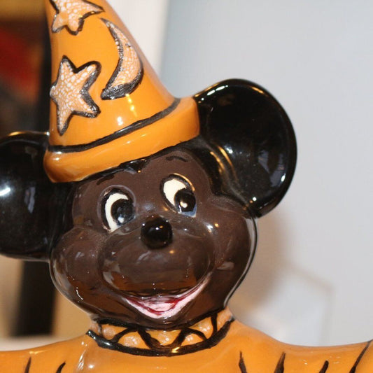 10" Sorcerer Mickey Ceramic Statue Chips In Glaze Blue Robe African Rare Variant