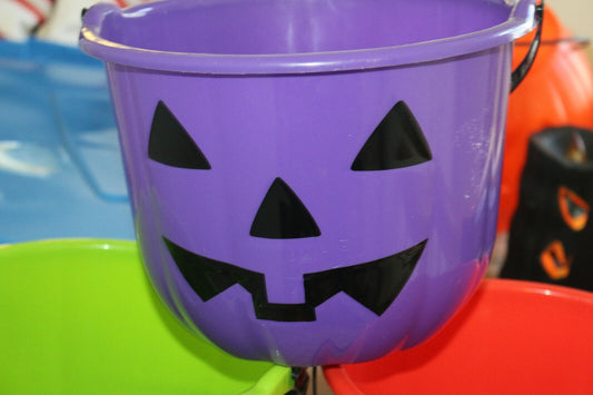 3X Halloween Colored Pumpkin Jack O Lantern Trick Or Treat Bucket Toys
