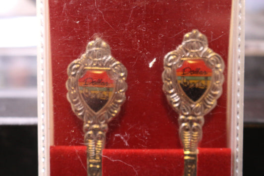 Lot Of 2 Dallas Spoon & Forks Souvenir Collectible In Case Box Japan