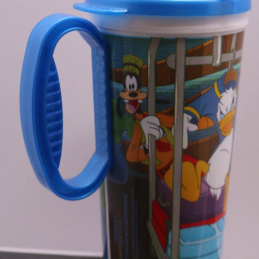 Walt Disney Parks Rapid Fill Travel Mug Blue Top 7”Inch Disney Whirley Rapid Cup