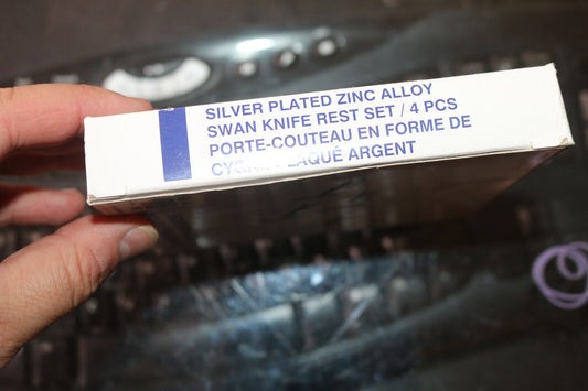 Vintage Elegance Silver Plated Zinc Alloy Swan Rest Set 4 Porte-Ustensiles Lot