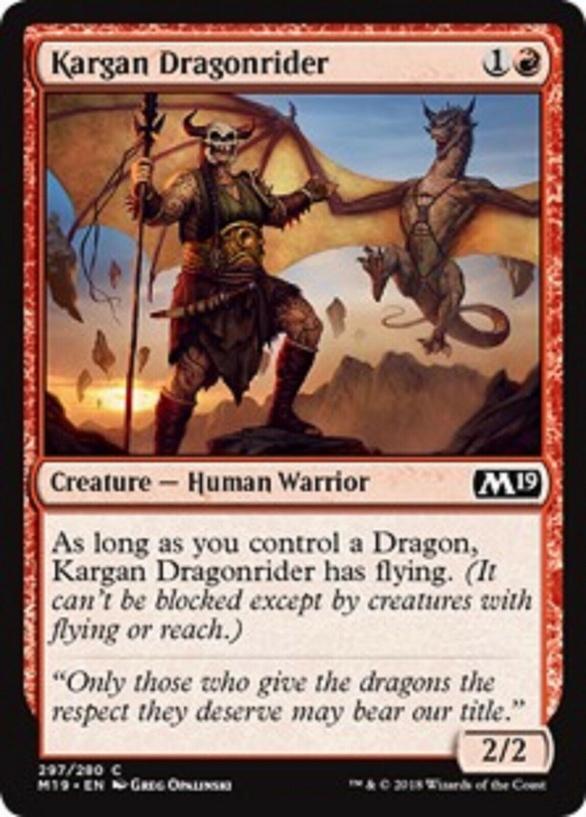 MTG MTG 2x Kargan Dragonrider Core Set 2019 cards Magic The Gathering