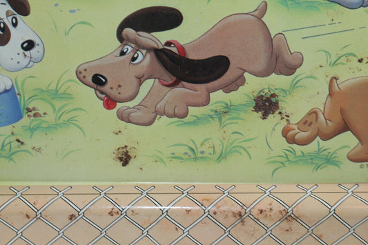Vintage 1985 Lovable Huggable Pound Puppies Metal Folding Dinner Tray By Tonka