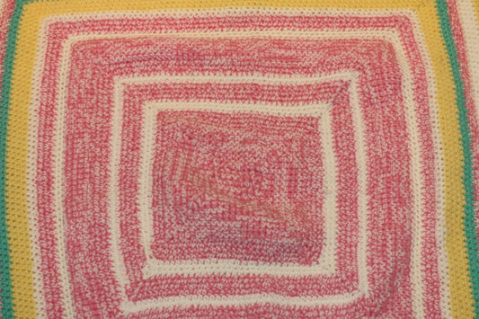 Mandala Crochet Baby Afghan Pink Green Yellow Handmade Couverture