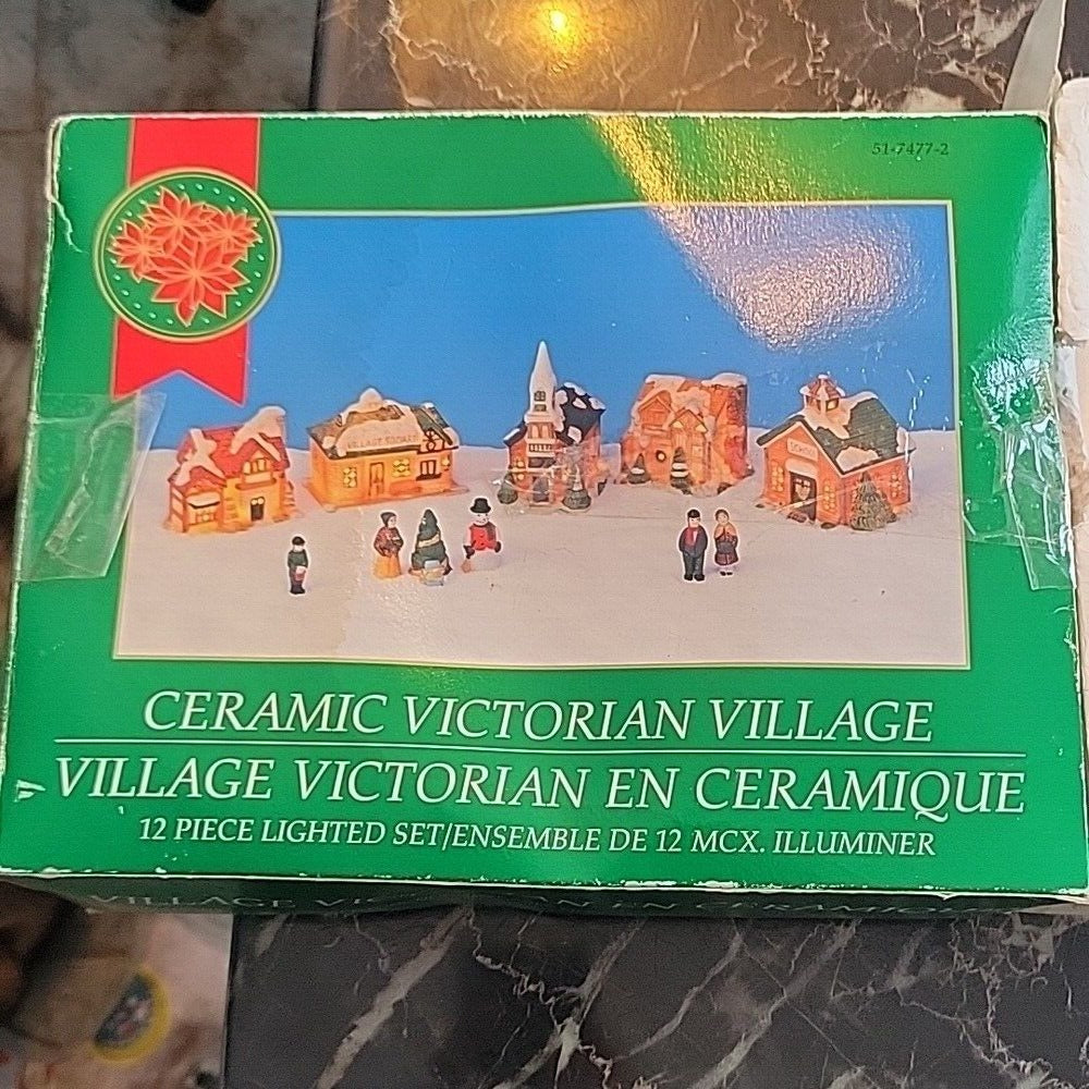 Vintage Ceramic Christmas Village Set 