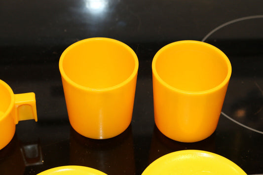 Fisher Price 1982 Fun With Food Tea Party Yellow Floral Flower Plate Spoon Glass