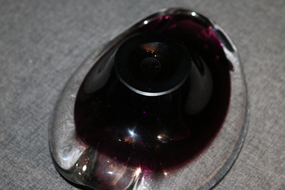 2Pcsvintage Bayel French Crystal Glass Cigarette Cigar Ashtray Purple Art Glass