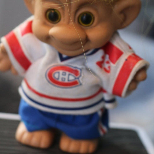 Vintage Forest Troll Imm Doll Yellow Hair Clothes Montreal Canadian Hockey Team
