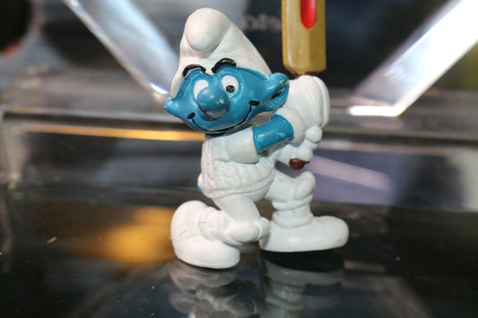 Vintage Cricket Smurf Figure. Made In Hong Kong 1980 By Peyo & Schleich. Toy