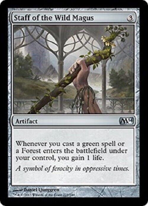 MTG MTG 1x Staff of the Wild Magus 2014 card Magic The Gathering Comma –  Omniphustoys