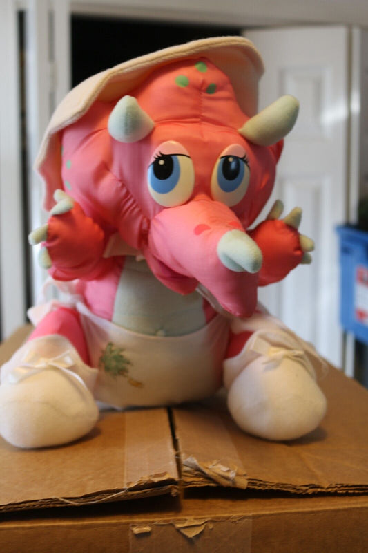 Vtg 1987 Guy Gilchrist Plush Dinosaur Tiny Dinos Baby Rex Puffalump 13” Pink Vgc