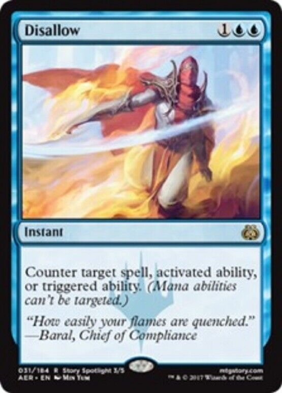 MTG Disallow Aether Revolt Unplayed NM card MTG Magic Commander Pionee Omniphustoys MTG Disallow Aether Revolt Unplayed NM card MTG Magic Commander Pionee Omniphustoys