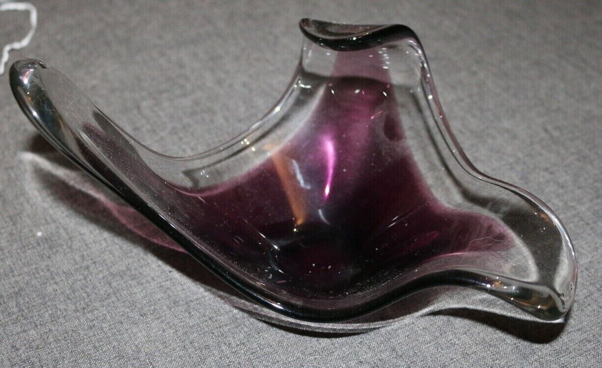 2Pcsvintage Bayel French Crystal Glass Cigarette Cigar Ashtray Purple Art Glass