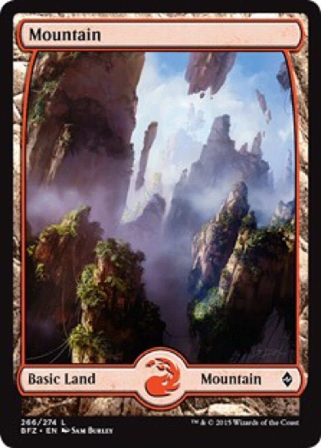 MTG MTG 1x Mountain (266 - Full Art) Battle for Zendikar Magic the gatherine card