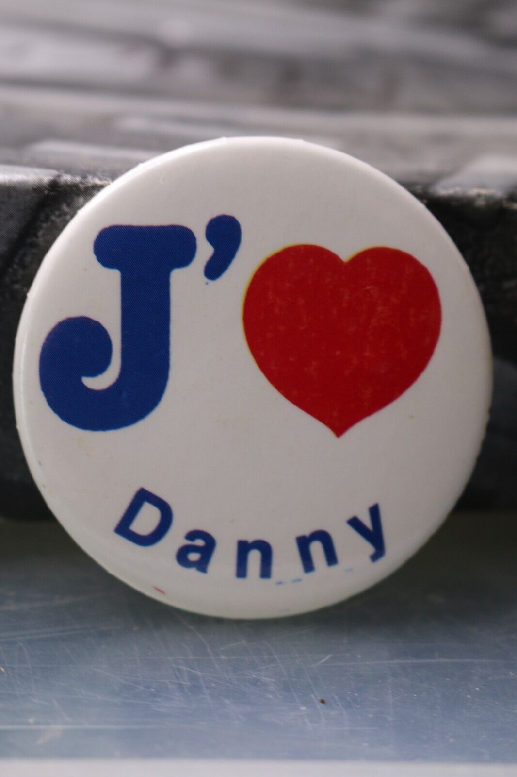 Vintage Macaron Pinback Québec I Love Dany J'Aime Danny Name Nom Amour Buttom