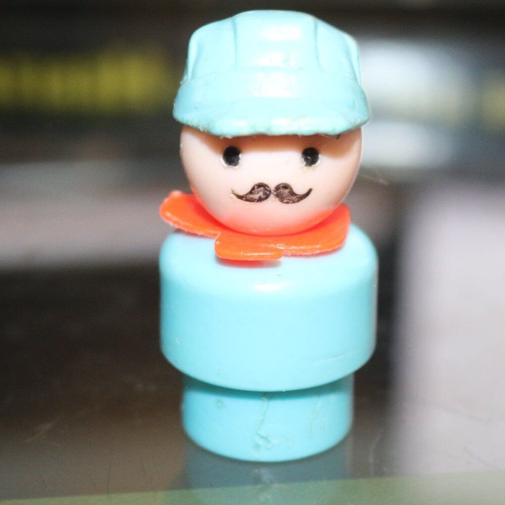 Vintage Fisher Price Little People Train Engineer Conductor Plastic Base Figure