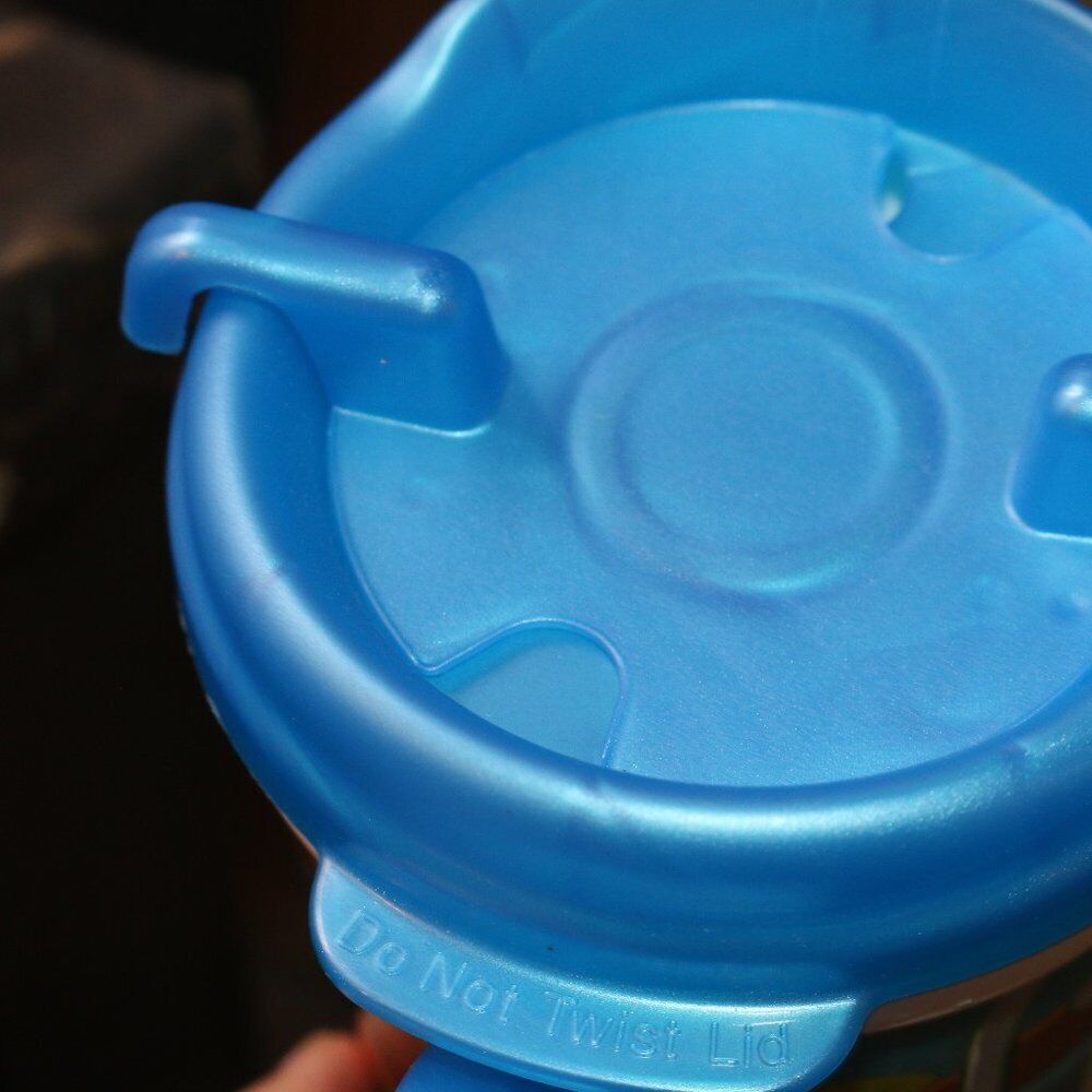 Walt Disney Parks Rapid Fill Travel Mug Blue Top 7”Inch Disney Whirley Rapid Cup