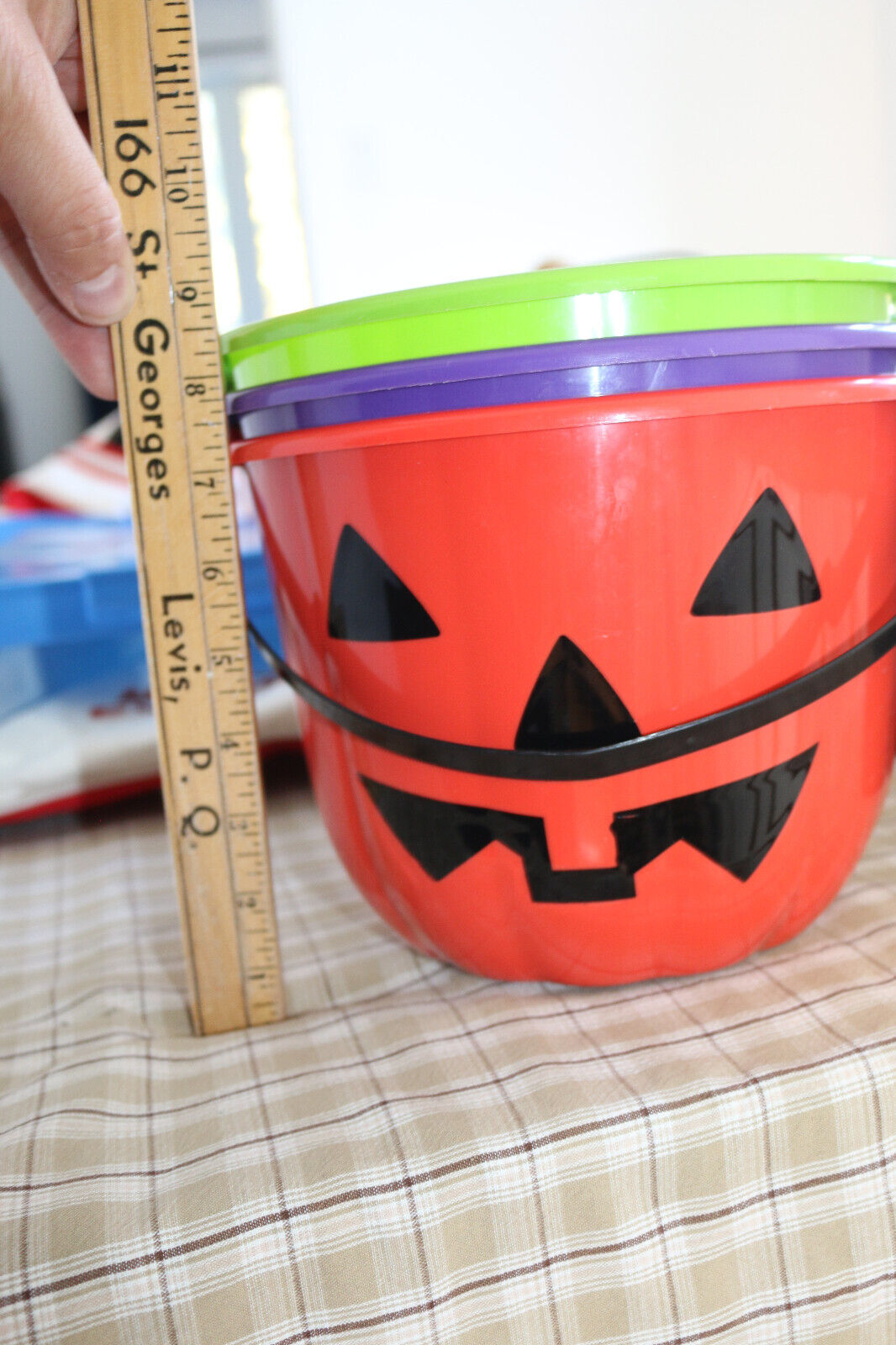 3X Halloween Colored Pumpkin Jack O Lantern Trick Or Treat Bucket Toys