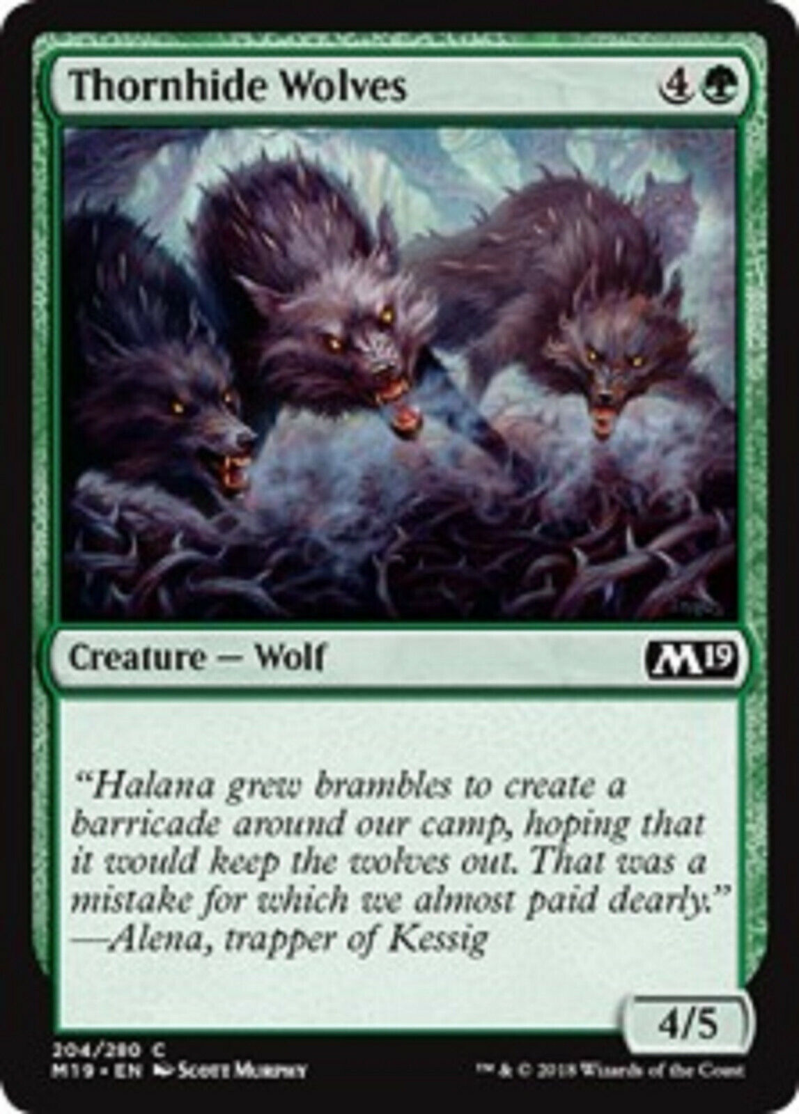 MTG MTG 4x Thornhide Wolves Core Set 2019 cards Magic The Gathering