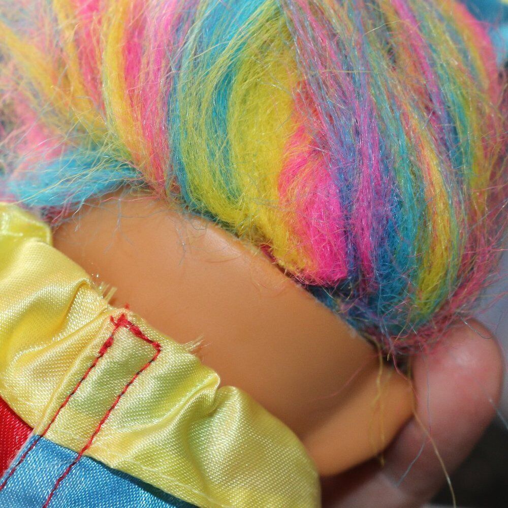 Vintage Russ 1990’S Rainbow Clown Jester Troll Figure Toy