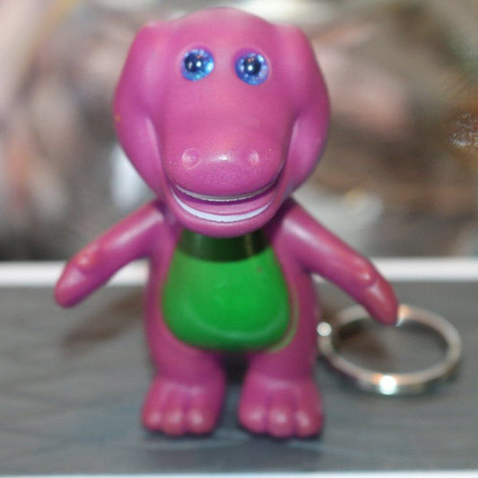 90S Vintage Barney Keychain Plastic Mini Figure 2.5" Fun Funny Nostalgia 90S Kid