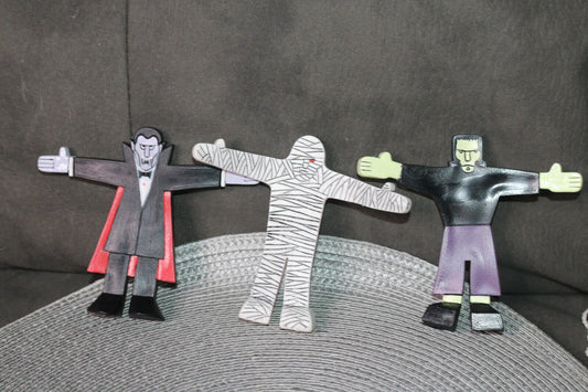 1988 Lot Of 3 Frightful Bendables Dakin Monsters Frankenstein Mummy Dracula Toys