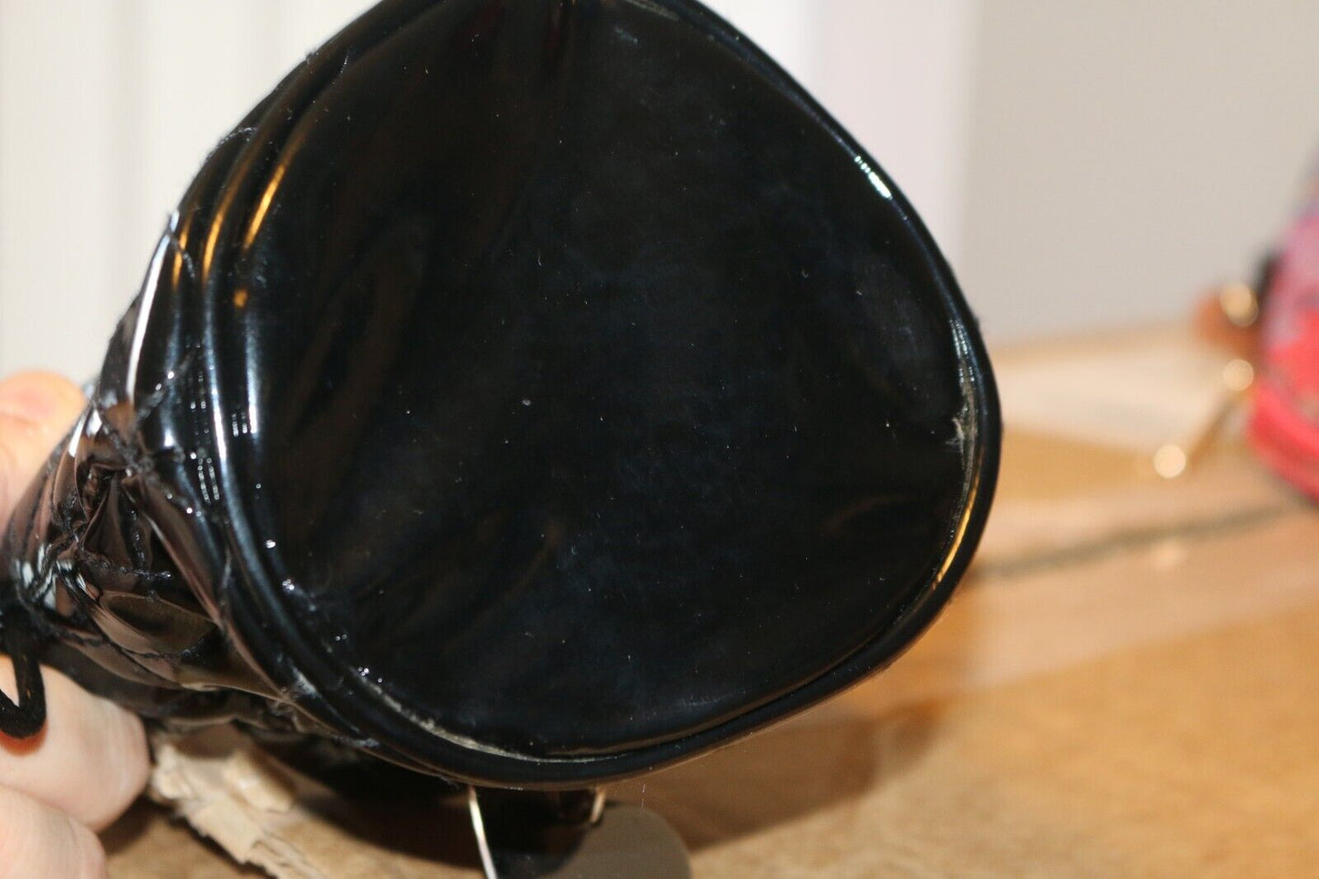 Guess Make Up Pouches Bag Holder Black Patent Leather