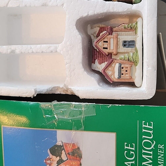 Vtg Ceramic Victorian Village 5 On 12 Piece Lighter Set Houses Only No Figures