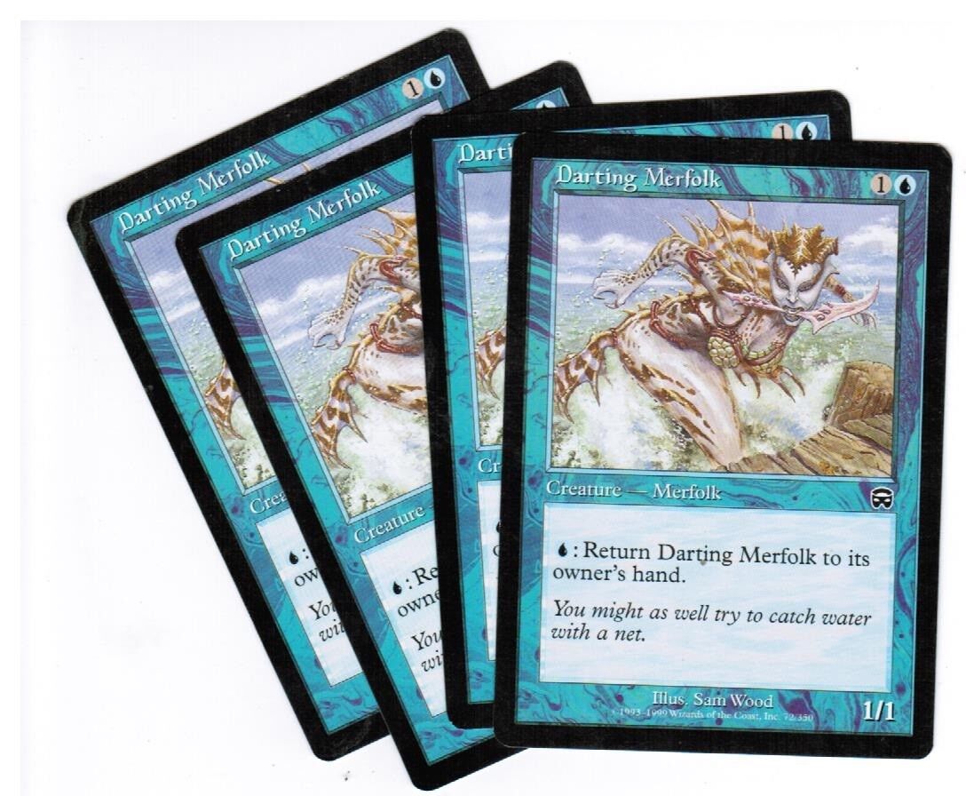 MTG MTG Darting Merfolk Mercadian Masques X4 4x Magic the GAthering cards