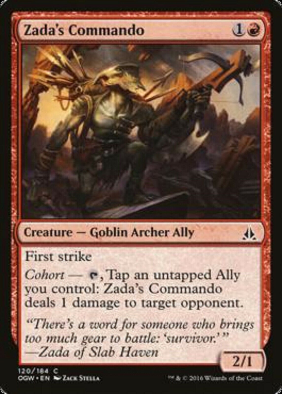 MTG 4x MTG Zada's Commando Oath of the Gatewatch Cards Commander Paupe –  Omniphustoys