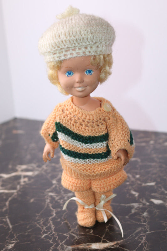 Dolly Surprise Doll Playskool Blonde Wool Clothing Orange Vintage 1987 Blue Eyes