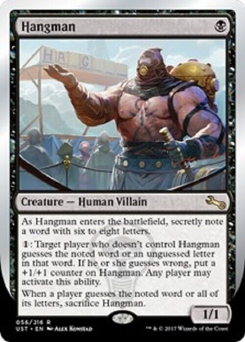 MTG MTG 1x Hangman Human Vilain Unstable Black Card Magic The Gathering