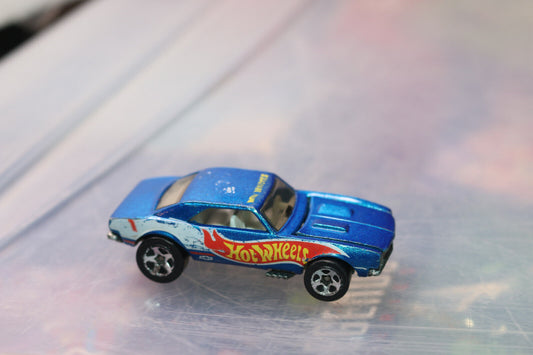 Hot Wheels 67 Camaro Blue With Flames 1982 Blackwalls Opening Hood