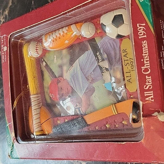 American Greetings Ornament 1997 All Star Athlete Christmas Photo Frame Card Box