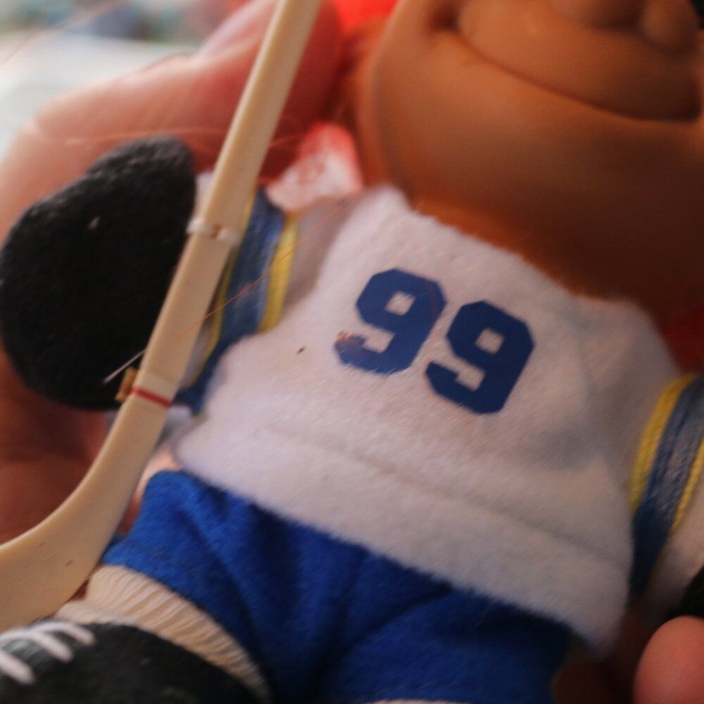1970'S Russ Troll Doll Ice Skater Hockey #99 Wayne Gretzke Number Stick Skates