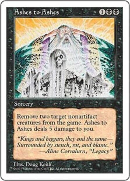 MTG MTG 1x Ashes to Ashes Fifth Edition Card MTG Magic the gathering