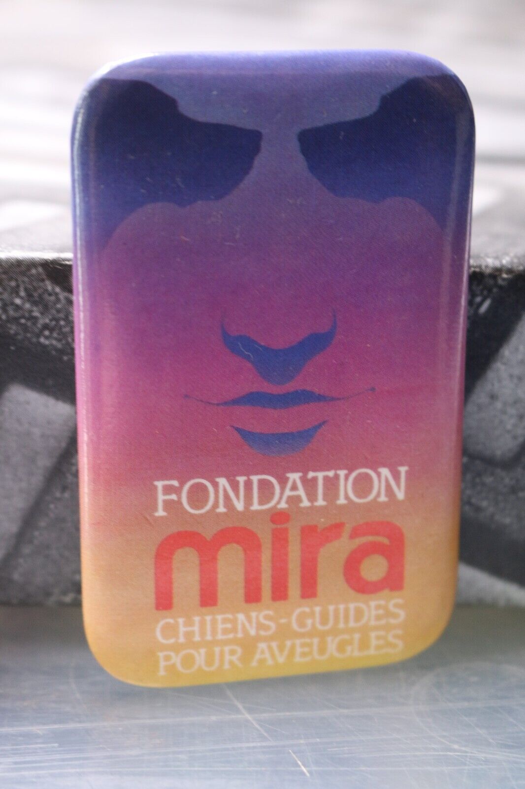 Vintage Macaron Pinback Québec Fondation Mira Chiens-Guide Pour Aveugles #3