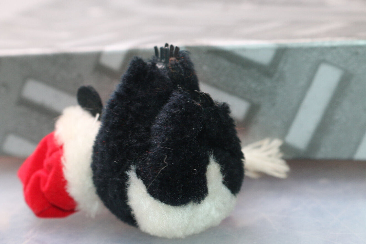 Vintage 1980S Christmas Panda Bear Fluffy Clinger Hugger Clip On Soft Plush Toy