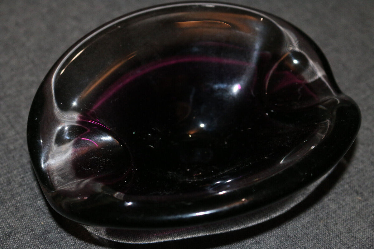 2Pcsvintage Bayel French Crystal Glass Cigarette Cigar Ashtray Purple Art Glass